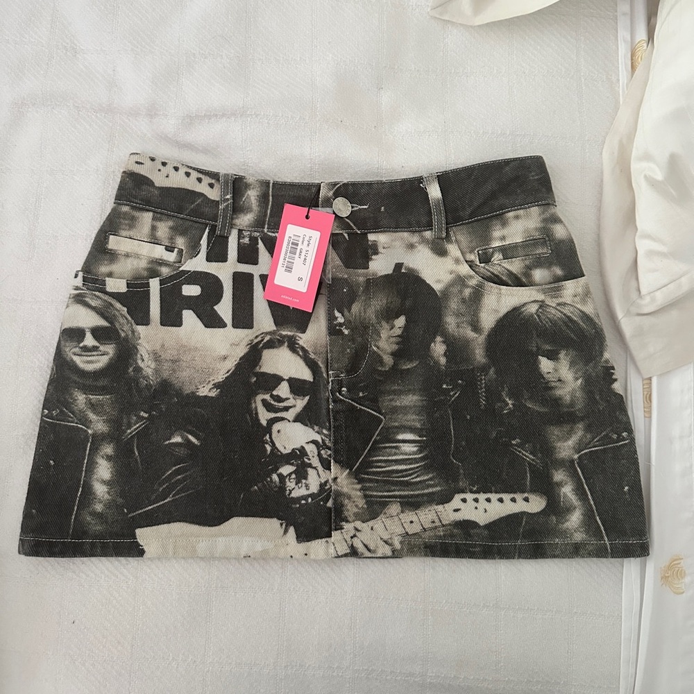 Edikted Black and White Mini Skirt